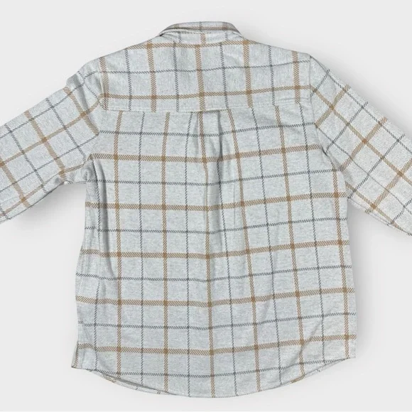 Faherty Women’s Large Legend Sweater Shirt Gray Brown Plaid Soft Knit Button Up - Picture 3 of 12